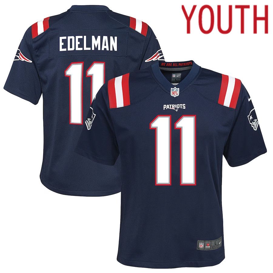 Youth New England Patriots 11 Julian Edelman Nike Navy Game NFL Jersey